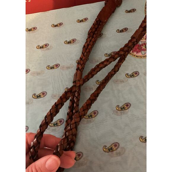 Vintage Genuine Leather Belt Brown ML Braided - Picture 8 of 9